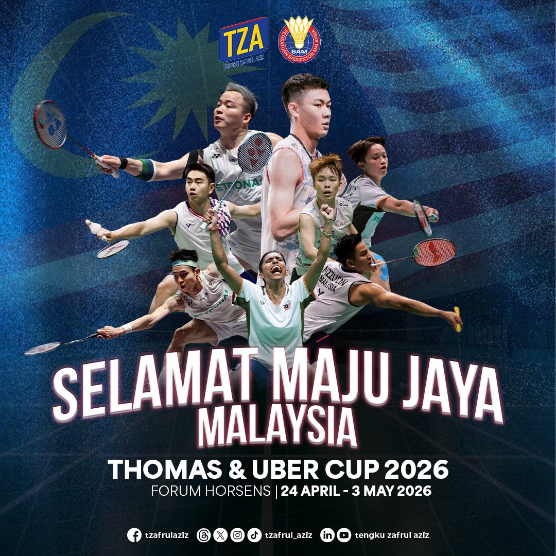 tzafrul_aziz's tweet image. Demi Malaysia 🇲🇾

Kita sokong. Kita percaya.

#TZA #BAM #BadmintonMalaysia #GemilangkanLagi #DemiMalaysia #Tangkis2030