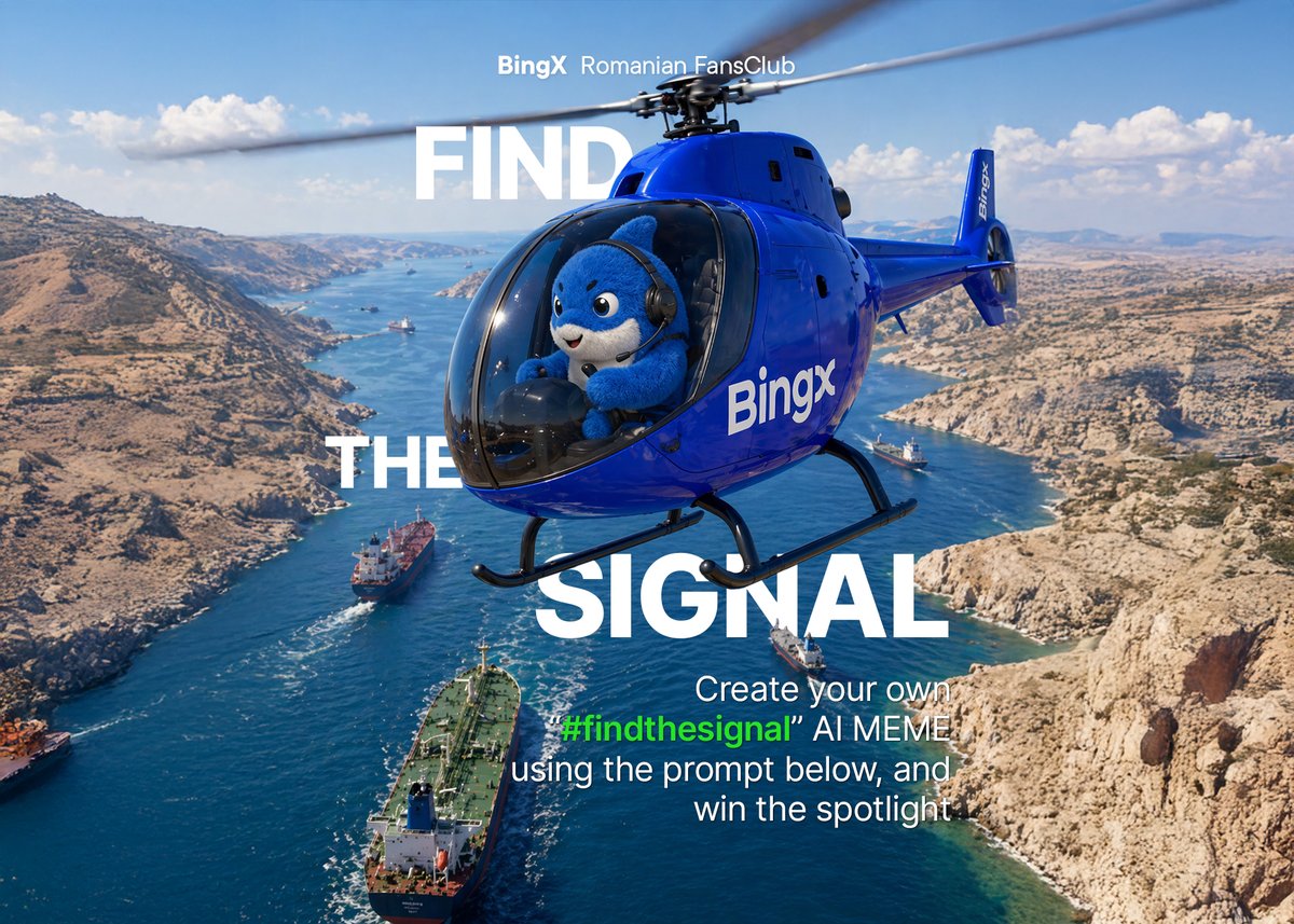 BingXRomania's tweet photo. 🧠 #FindTheSignal - ChatGPT AI Meme Contest

Charts got confusing…
so Bingo went looking somewhere else. 👀

In the real world. Strait of Hormuz. 🌍
Now his entries depend on ships, not candles. 

🎯 Now it’s your turn.

🤖 Recreate a similar scene using AI. 
Build your own MEME scene.

📌 Tip: 
Copy the prompt you'll find in the first comment of this post, right into ChatGPT (or any AI tool)
Just replace ONE line [the scenario] with your own idea and generate your version. That’s it.

Show us how YOU find the signals.

The funnier. The more unexpected… the better.

🏆 What’s at stake?

The best entry will be crowned:
👑 MEME KING of April

📌 Featured on all our pages for 24h
📌 Tagged across our socials
📌 Full community spotlight

🤖 How to participate?

1️⃣ Use the image we posted as inspiration (ChatGPT)
2️⃣ Copy the prompt you'll find in the first comment of this post, right into ChatGPT (or any AI tool)
3️⃣ Replace the scenario [ text ] with your own idea
4️⃣ Generate your image
5️⃣ Drop it in the comments 👇

📅 Contest runs:
Apr 24 (Fri) – Apr 30 (Thu)

🏆 Winners revealed:
May 1 (Fri) after the contest closes 👀

📍 Platform:
This contest runs exclusively on Twitter / X