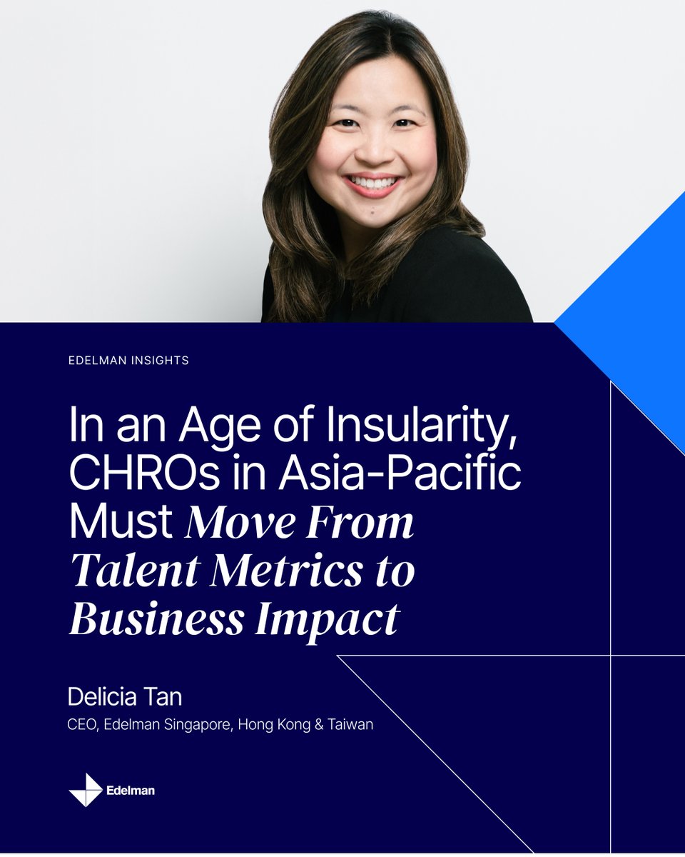 EdelmanAPAC's tweet photo. Rising insularity is reshaping how organisations operate across Asia-Pacific, with trust emerging as a key driver of how teams collaborate and deliver.
In this piece, Delicia Tan explores what this means for CHROs and business impact: https://t.co/vh93vk9CG5 https://t.co/hgksEJ4hno