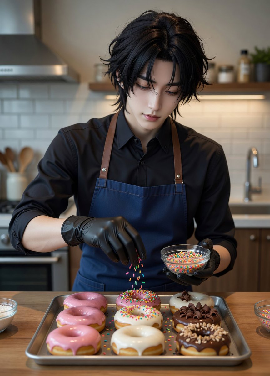 Pink_i_no's tweet image. 綏緒ちゃんのドーナツはヴァレンタインの手作り( ´ｰ`)

#AIart #Valentine #AIカップル