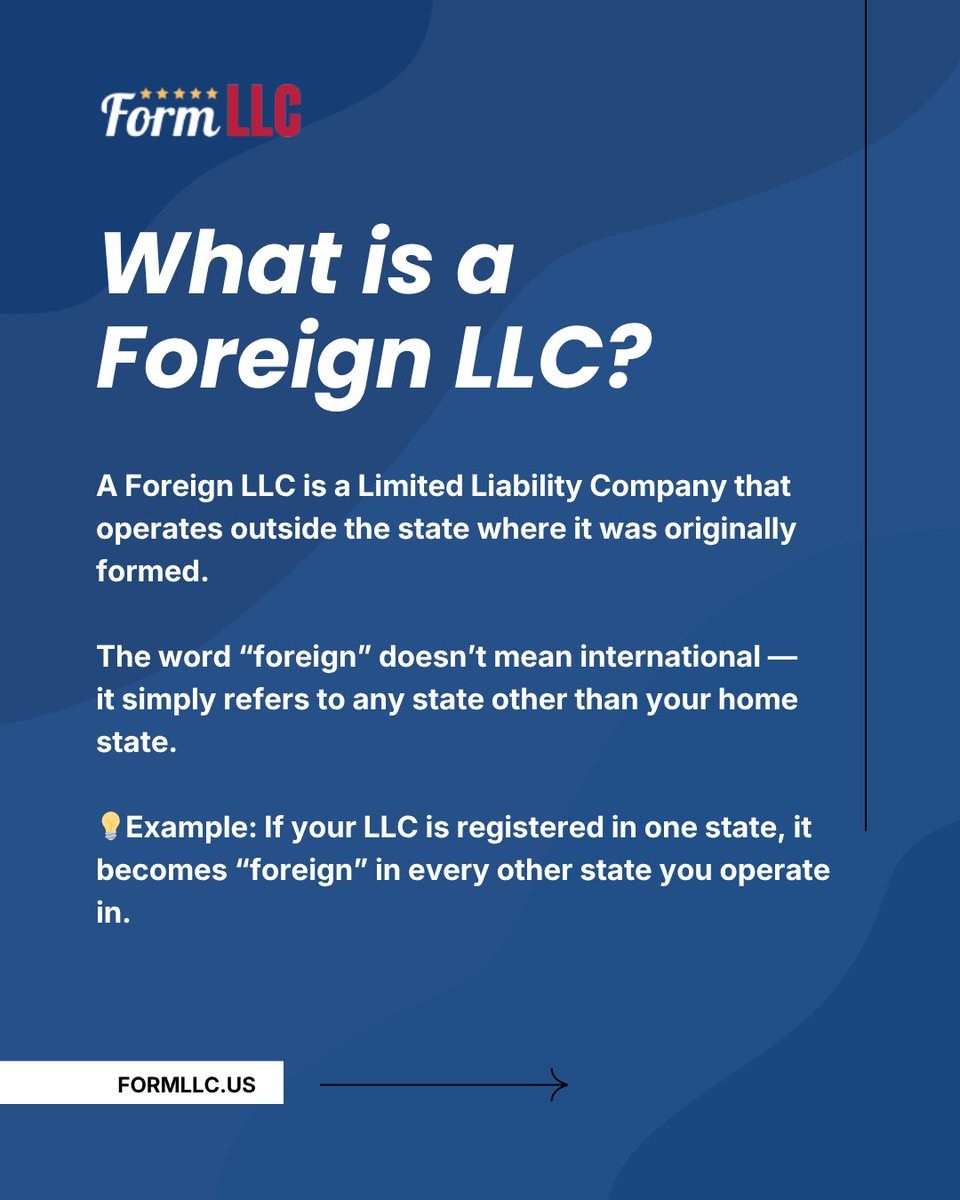 formllcus's tweet photo. 🚀 What is a Foreign LLC? (And Do You Need One?)

A Foreign LLC simply means your business is operating outside the state where it was originally registered.
🔗https://t.co/QjACUoPdNU
.
.
#entrepreneurship #entrepreneurlife #businessgrowth #FormLLC #businessowner https://t.co/pUjRSOfcfk