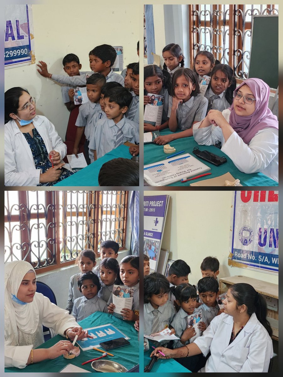 UniversalDent32's tweet image. Little lessons, big smiles ! 🪥💙

 A wonderful dental awareness camp at Komal Pujan Public School, Bodhgaya , and engaging 2-3 hour session on tooth care followed by dental check ups . Teaching kids today for Healthier smiles tomorrow. 

#dentalcamp #dentist #gaya #gayaji
