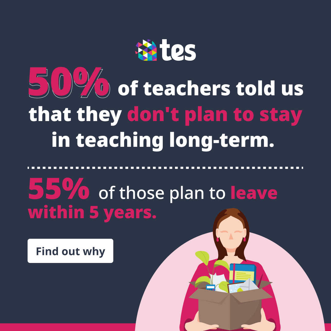 TesGlobalX's tweet image. Half of teachers are considering leaving the profession 

What’s behind that decision? The data in our Global teacher wellbeing survey for 2026 tells a deeper story. Get your copy here: eu1.hubs.ly/H0tkl2w0  

#edtech #school #education #teacherwellbeing #teachers