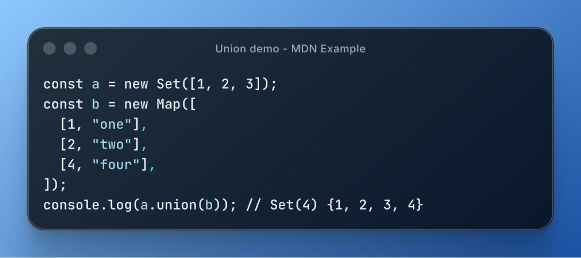 Set operations are native in JavaScript 🔢

union(), intersection(), difference(), symmetricDifference(), no more manual loops for set math.

Learn more 👇
developer.mozilla.org/en-US/docs/Web…
