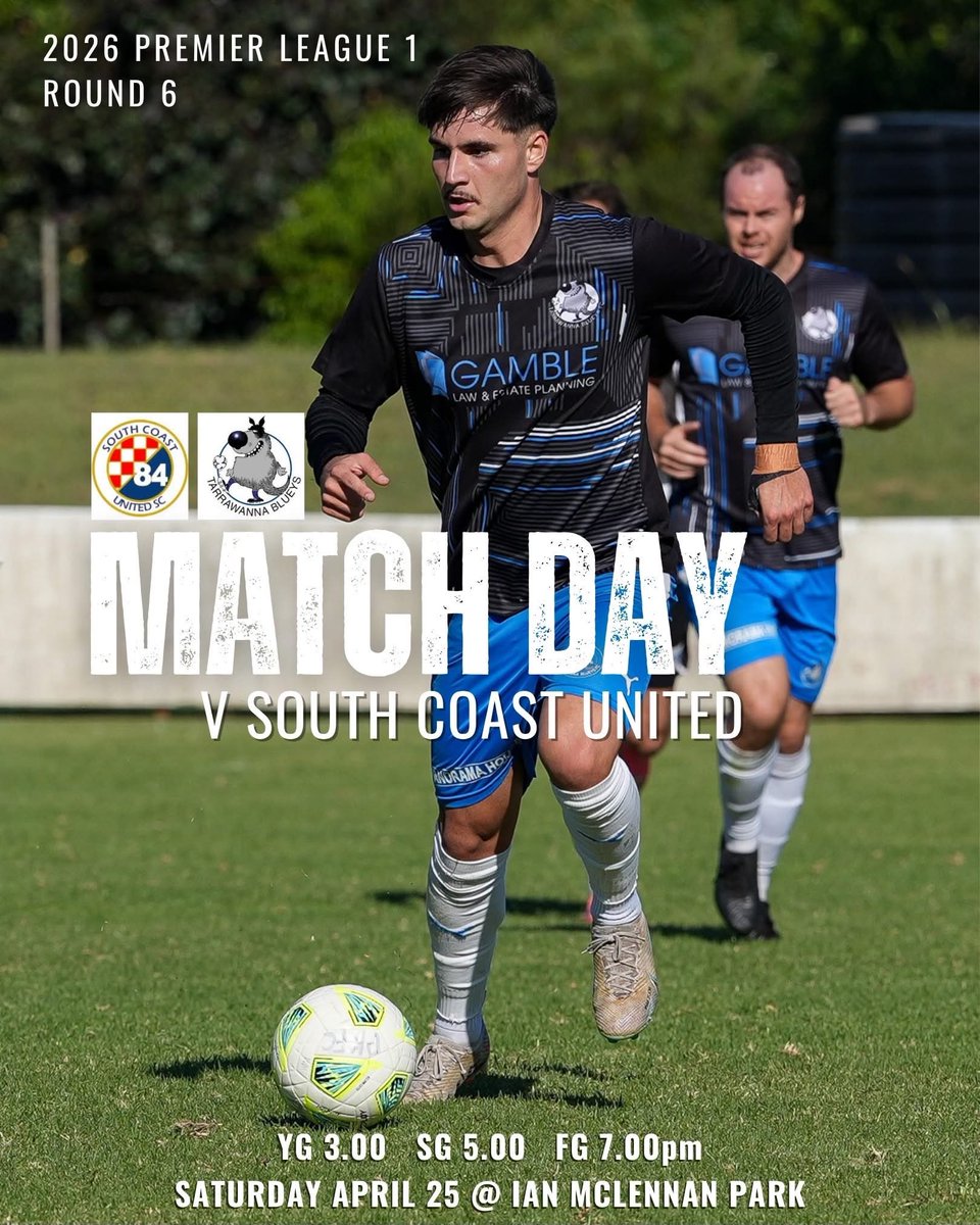 Blueysone's tweet photo. Your Blueys are back in action on Saturday in a @FSC_Official @FratClub2519 Premier League Round 6 match at Kembla Grange against @SCUFC .

*** NOTE THE LATER THAN NORMAL KICK-OFF TIMES. ***

Get down to Kembla Grange and cheer the boys on.

Further Details: https://t.co/SSBKCQ1PWV