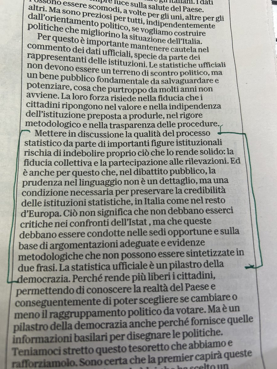 enmorlicchio's tweet photo. Grave l’attacco di Meloni all’Istat. Da leggere Linda Laura Sabbadini su @LaRepubblica_it di oggi https://t.co/6q9rpvVsoC