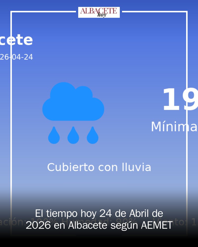 AlbaceteEdOn's tweet image. 🌧️ ¡Atención, Albacete! Hoy 24 de abril, un día gris y lluvioso nos espera. Temperaturas entre 11°C y 19°C. ¡No olvides tu paraguas y abrigo! 🧥 La probabilidad de lluvia es del 100%. #ClimaAlbacete #Lluvia #Preparados mrf.lu/X-YM