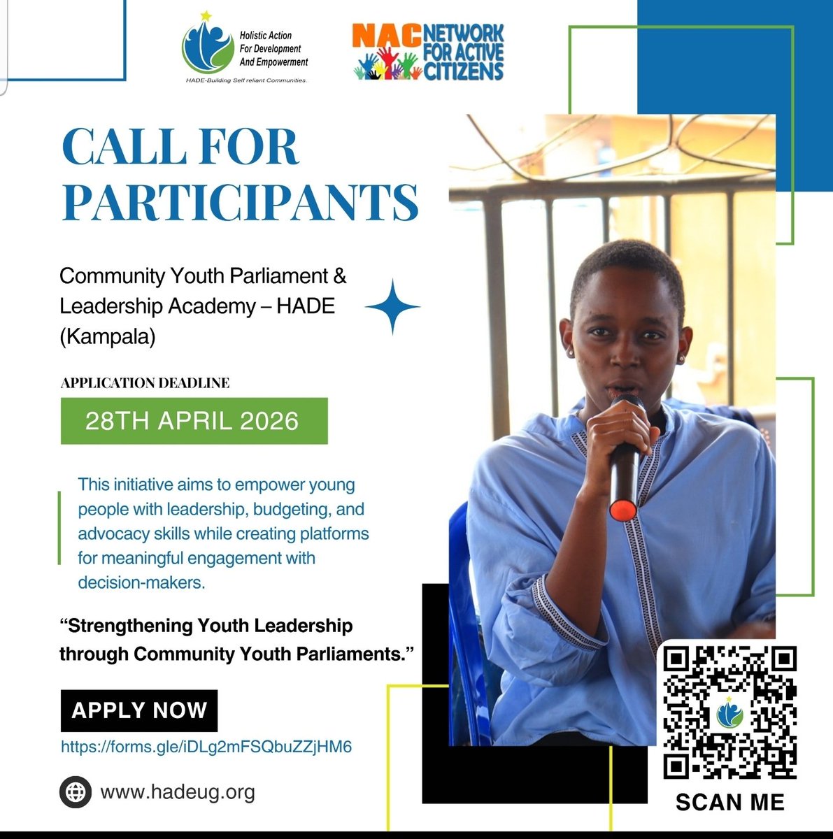 HolisticActions's tweet photo. Kampala youth, step up!
Ready to lead, speak out & influence real change?
Join the Community Youth Parliament & Leadership Academy
Build leadership. Shape policy. Be heard.
🔥 Don’t just watch change, BE the change.
📢 Limited slots!
#YouthPower #KampalaYouth #LeadTheFuture https://t.co/k4P4FoPgGQ
