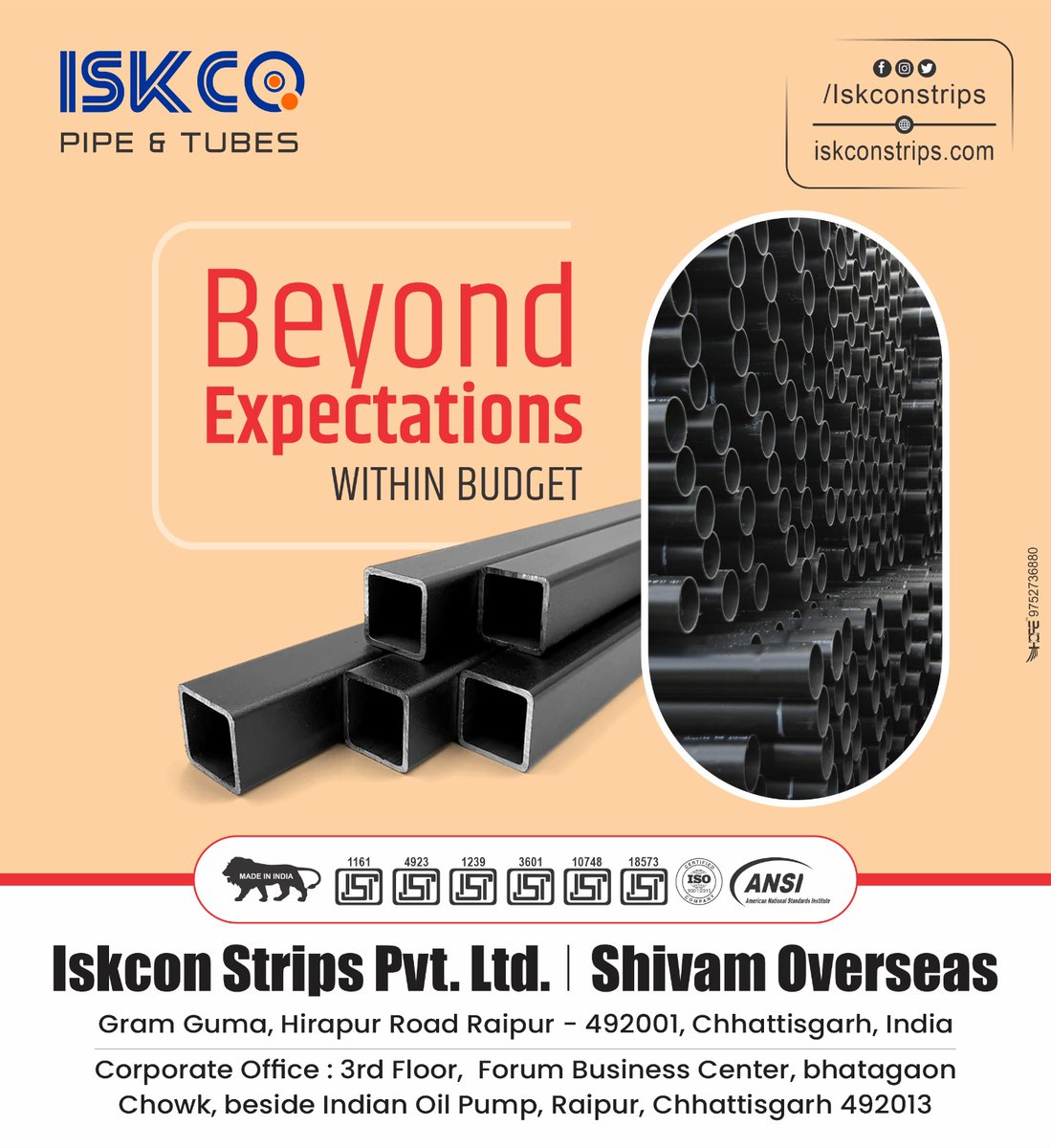 IskconStrips's tweet photo. Premium Engineering, Practical Pricing.

We deliver structural integrity that goes beyond expectations, all while staying firmly within your budget.

#MS_Pipe_and_Tubes #MS_Pipe #MS_Tubes #Galvanisedpipe #gipipe #galvanizedpipe #Quality #MS #Best_Quality #Strong #manufacturing https://t.co/2EddhTsF18