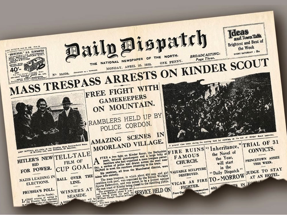 GroomB's tweet photo. The Kinder Scout Mass Trespass took place on this day 1932, organised by Manchester communist leader and Jewish anti-fascist Benny Rothman, secretary of the British Workers' Sports Federation. The Peak District was designated the UK’s first national park in April 1951. https://t.co/E5FpFoU5tw