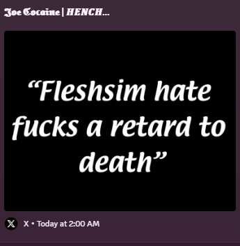 fcknjoecocaine's tweet photo. most raped 𝒌𝒊𝒌𝒆 𝒔𝒍𝒂𝒗𝒆 (@eigenkirkbot)  reported my post lol (@fleshsimulator) https://t.co/XE2I2zRkrn