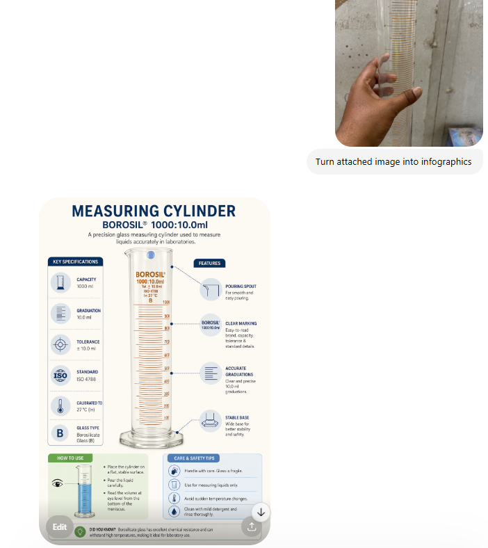ahasan01031979's tweet image. AI ka kamaal – ek simple pic se professional infographic poster | From site photo to precision lab visual in seconds, showcasing accuracy and quality standards | #AIInnovation #InfographicDesign #QAQC #QualityControl #Engineering #DigitalTransformation #Borosil #SmartWork