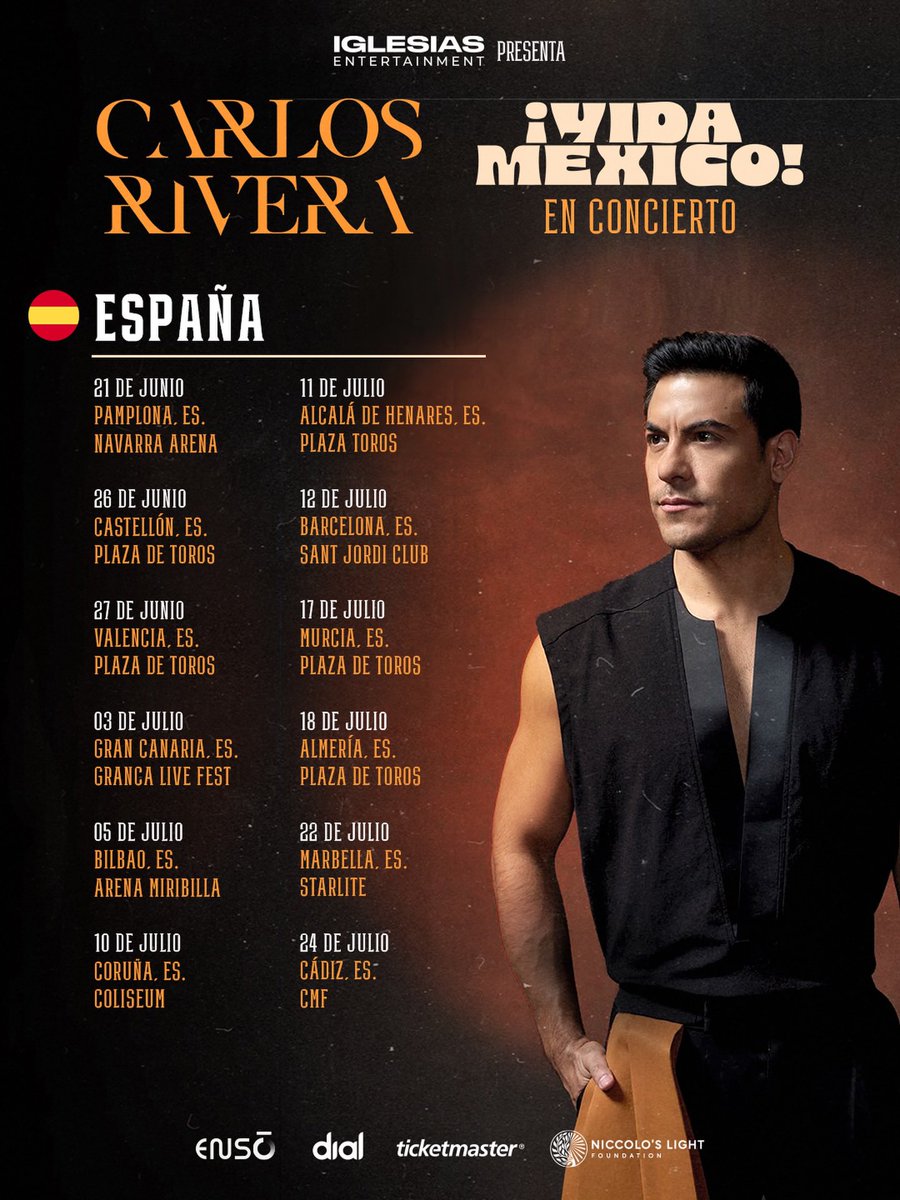 No lo dejes para última hora!! <a href="/_CarlosRivera/">Carlos Rivera</a> te espera en su #VidaMéxicoTourEspaña y nosotros/as también #RiveristasOnlineEspaña 🤍 

<a href="/Online_RiveraP/">Online_Rivera Club Oficial de Carlos Rivera</a> <a href="/Cadena_Dial/">Cadena Dial España</a> <a href="/SonyMusicSpain/">Sony Music Spain</a> <a href="/WestWoodEntt/">Westwood Entertainment</a> <a href="/riveristashq/">Official Riveristas</a> 

- ticketmaster.es/artist/carlos-…

- entradas.com/event/granca-l…