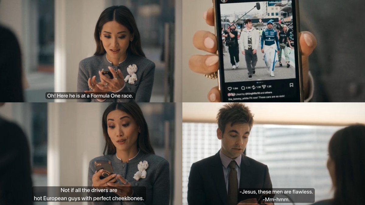 carlos making a star appearance at the kate hudson and brenda song’s netflix tv series “running point” 

they were trying to check if a character was gay so they went through their social media, and he has a picture with carlos 😭😭

“oh! here he is at a f1 race”
“race cars?