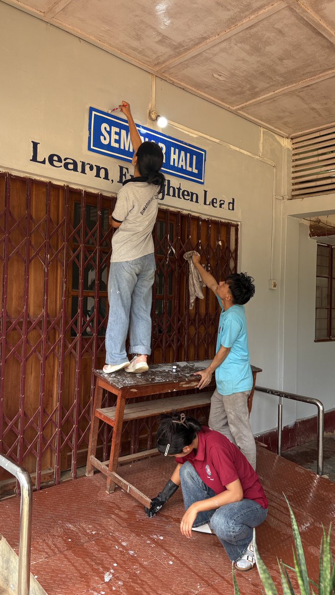 NSS_DGC's tweet photo. Donated and sponsored by NSS@ DGC, outgoing @ incoming Team Leaders # DGC painted the Seminar Hall, within the college premises and cleaned the surroundings on 24th April, 2026 from 7.00 AM. 
NSS_ India https://t.co/oPpiQC08fw