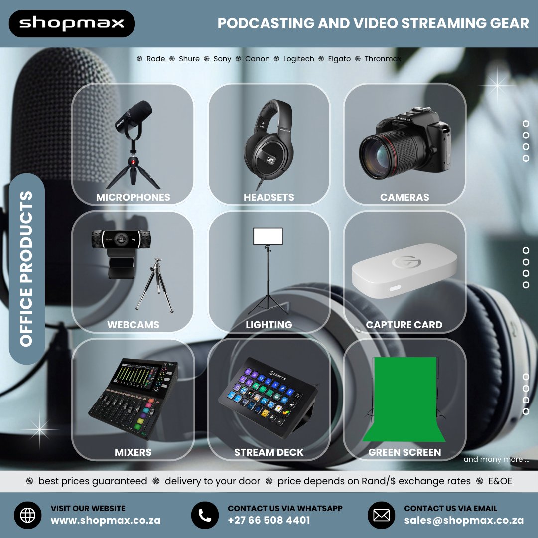 SHOPMAX6's tweet image. 🎙️ Create like a pro
✔️ Podcast gear
✔️ Streaming setup
👉 Request a quote:
shopmax.co.za/request_produc…
#Podcasting #StreamingGear #Shopmax