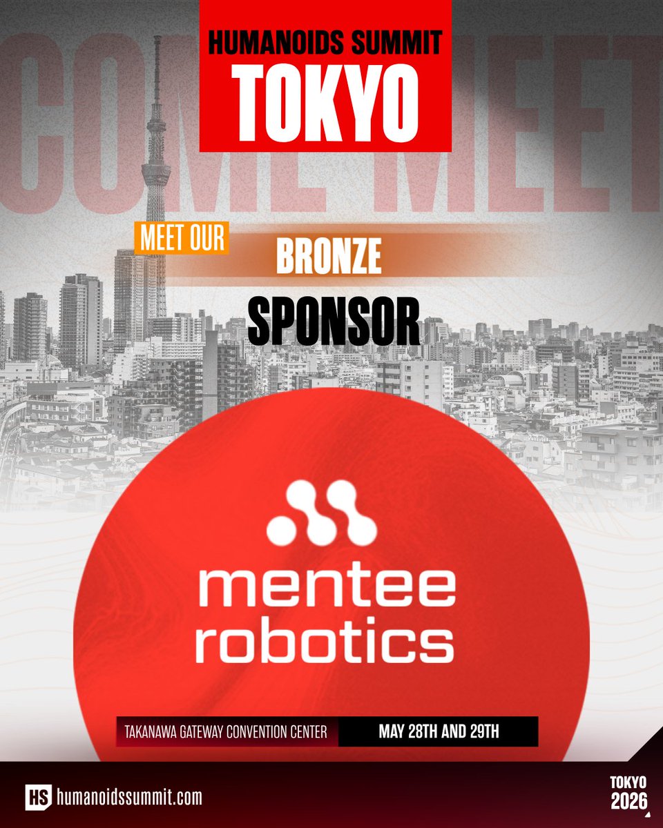 HumanoidsSummit's tweet image. Proud to welcome Mentee Robotics as a Bronze Sponsor of #HumanoidsSummit Tokyo 2026 🇯🇵

Founded by the creator of Mobileye. Acquired for $900M. Two robots. 32 boxes. 18 minutes. No cuts.

🔗 whova.com/portal/registr…

#Robotics #Tokyo