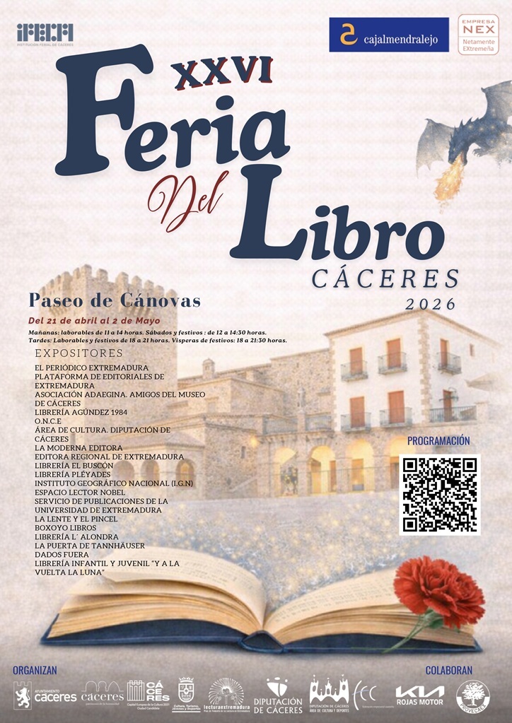 IGNSpain's tweet photo. 📚Ven a visitarnos en la XXVI Feria del Libro de Cáceres 📚

Hasta el 2 de mayo de 2026 estaremos en el Paseo de Cánovas (Cáceres) para acercar a la ciudadanía nuestras publicaciones cartográficas, geográficas y divulgativas. 🌍 

🌘Mañana, sábado 25 de abri a las 12:00h., se impartirá una charla del IGN sobre eclipses para todos los públicos. 

🗓️Horarios: 

🔹Mañanas: de 11 a 14 h.
🔹Tardes: 18 a 21 h.
🔹Sábados y festivos: de 12 a 14:30 h.
🔹Tardes vísperas de festivos: de 18 a 21:30 h.

ℹ️ Más info:
👉 https://t.co/7GGMuSxriI

¡Te esperamos!

#IGNSpain #CNIG #FeriaDelLibroCáceres #Cáceres #Cartografía #Geografía #DivulgaciónCientífica #Eclipses #Ciencia #Libros #Conocimiento @AytodeCaceres @transportesgob @SubGobCAC