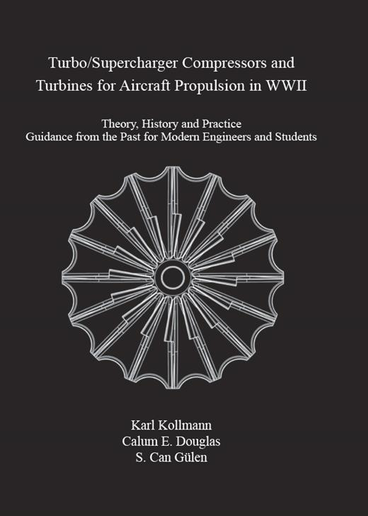 CalumDouglas1's tweet photo. The shape appears compliated by the underlying principles and design goals are very simple, and can all be calulated with a pencil and paper.

1) Set your mass flow, at the atmospheric conditions you need the velocity into the compressor cant go above the speed of sound. This sets the minimum diameter of the entry.

2) Set your desired outlet pressure, this is determined by the radius of the disc and the size/efficiency of the volute available. You can work this out from Eulers turbomachinery equation, derived in the year 1752.

You can start with just multiplying the tip speed by the tangential velocity of the air leaving the rotor tip.

3) Whats the maximum acceptable temperature rise ?

The temperature rise through the compressor goes up with the square of the tip speed. This (among other things) allows you to set a ceiling for the shaft speed.

4) Knowing all this, and your basic adabatic equation (whats the temperature of air after you squish it by a certain amount), you can then do the bit thats so simple people often forget about it. Area ruling, the velocity through the compressor wants to be constant,  since its density and temperature change, you need to design the flow channels so that as these variables change, the area changes to keep the velocity constant. This keeps turblence low and improves efficiency.

In the Second World War all this was done by hand, and to speed it it, nomograms were made to quickly cross reference the characteristics to check the key dimensions.

There is a lot more to it, but the basic ingredients are all very straightforward.

Here is Bruno Eckerts WW2 German compressor design nomogram, onto which I`ve added how you draw the lines (Had is adiabatic head, which is what the German compressor designers used instead of Pressure Ratio, of "reasons"*)

Photo is a German aeroplane engine compressor, in mid-manufacture stage before the inducer vanes are cold-bent, this is the raw forging. The only really significant advance is the forward lean to the blades, which helps lower tip leakage and also helps prevent blade resonance by buttressing the blades as "beam" elements.

* See my translation of the German engineering professors (Prof. Dr.-Ing Kollmann), book on WW2 compressor design published by the American Society of Mechanical Engineers for more end-boss level geek details. I found his original typewritten manuscript in a house in Stuttgart, which I then translated and published with ASME with much aid from world renowned compressor expert Dr Gülen who really assisted a lot by putting in the mathematical bridging between the WW2 theory and contemporary practise.