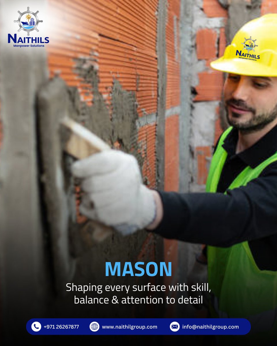 Naithilsgroup's tweet image. Strong walls. Perfect finish.Expert masonry that stands the test of time.

𝐂𝐨𝐧𝐭𝐚𝐜𝐭 𝐔𝐬:

📞 +971 26267877

🌐 naithilgroup.com

📧 info@naithilgroup.com

#Mason #MasonryWork #Construction #BuildingConstruction #CivilWork #SkilledWorkers #ConstructionLife