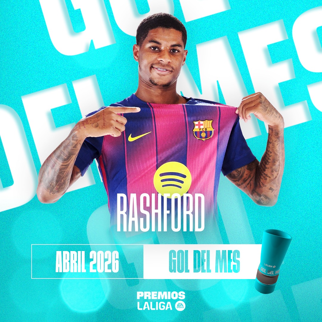 LaLiga's tweet photo. Una volea muy sutil. ✨

💙🏆 @MarcusRashford, del @FCBarcelona_es, es el autor del 𝗚𝗢𝗟 𝗗𝗘𝗟 𝗠𝗘𝗦 de abril. 

#LALIGAGOALOFTHEMONTH | #PREMIOSLALIGA | #LALIGAEASPORTS