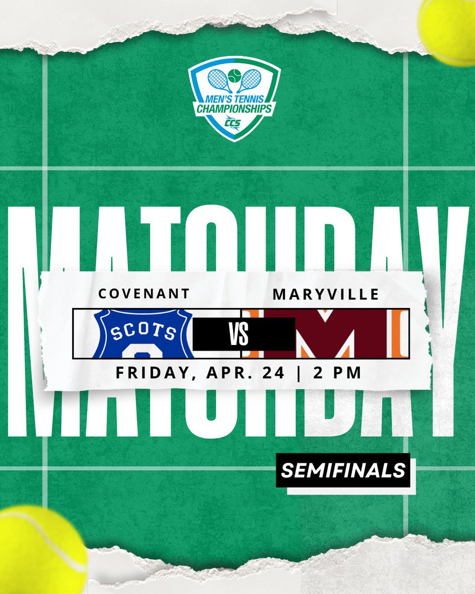 CCofSouth's tweet image. Semifinals roll on 🔥🎾 as the men hit the courts this afternoon!

Today’s matchups:

No. 2 @covenantscots 🆚 No. 3 @mcscots

No. 1 @asburyeagles 🆚 No. 4 @piedmontlions

A spot in the finals is on the line… who’s advancing? 👀💪

#CCS | #CCSMTE | #CCSChampionships |
