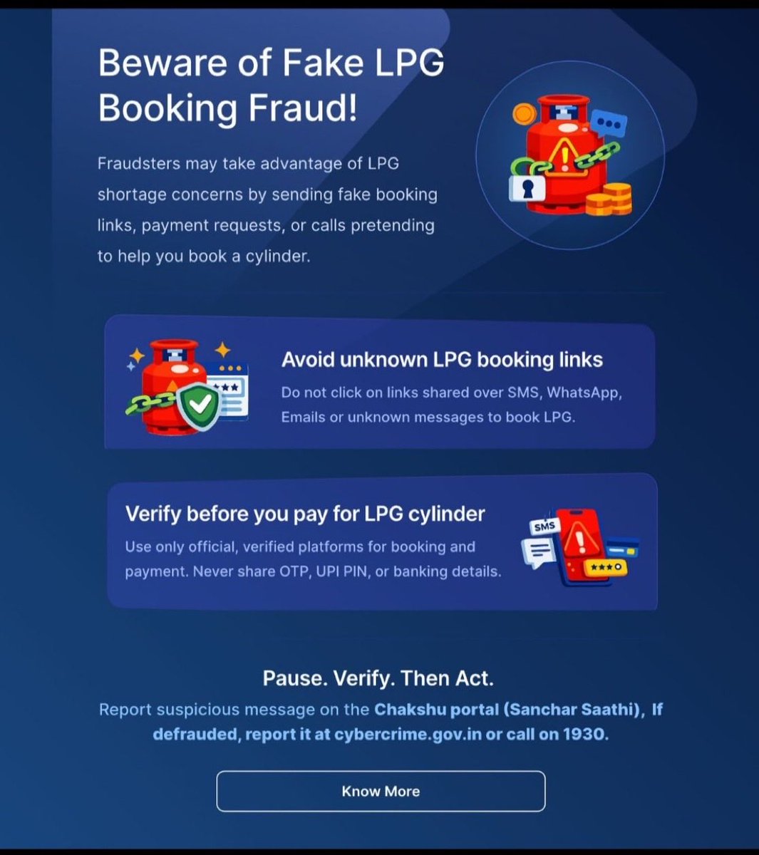 Beware of Fake LPG Booking Fraud.
Confirm the booking before payment.
<a href="/acppnagar/">ACP PULIKESHINAGAR BCP</a> <a href="/DcpEastBcp/">DCP EAST</a> <a href="/CPBlr/">CP Bengaluru ಪೊಲೀಸ್ ಆಯುಕ್ತ ಬೆಂಗಳೂರು</a>