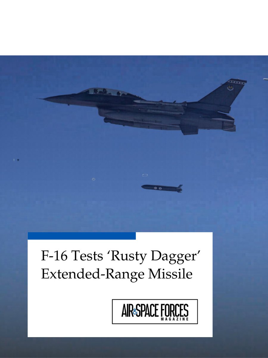 ASForcesMag's tweet image. The Air Force and Navy each demonstrated new munitions designed to enable greater stand-off range at lower cost.
MORE: airandspaceforces.com/f-16-tests-rus…
#AirForce #Airman