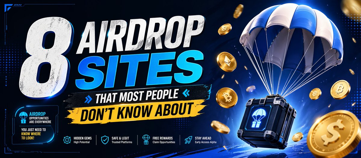 8 AIRDROP SITES THAT MOST PEOPLE DON'T KNOW ABOUT 🪂

these sites will help you to find airdrops early

You can make $10K - $100K for FREE using these airdrop sites

1. cryptorank.io/drophunting
2. airdrops.io
3. defillama.com/airdrops
4. icodrops.com
5.