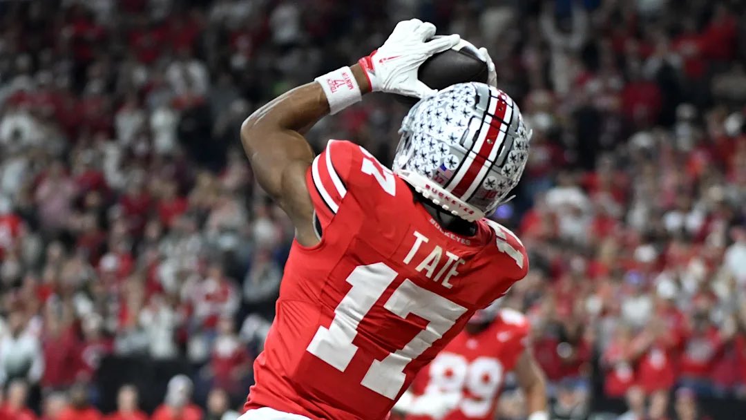 ohokvontae's tweet photo. Jaxon Smith-Njigba recorded a 1.65-second 10-yard split &amp; 4.48 40-yard dash at the 2023 NFL Scouting Combine/Pro Day. 
Height: 6’1.5
Weight: 195

Carnell Tate recorded a 1.61-second 10-yard split &amp; 4.53 40-yard dash at the 2026 NFL Combine/Pro Day. 
Height: 6’3
Weight: 190 https://t.co/etoNIJNywM