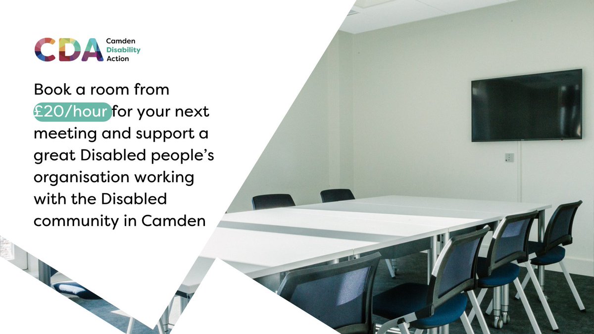 camdenDisAction's tweet image. Looking for an accessible meeting space? Our bright rooms offer great natural light, modern tech and an inclusive environment.  
Book with us from £20ph
👉 camdendisabilityaction.org.uk/our-centre/boo…
#Accessibility #InclusiveSpaces #MeetingRoom #Camden #CommunitySupport #AccessibleTech
