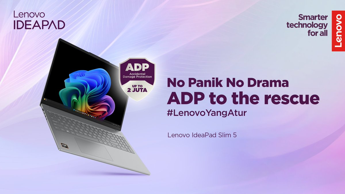 Lenovo_ID's tweet photo. “Yup….gak sengaja ketumpahan air, sampai ke lonjakan listrik yang bikin IdeaPad Slim 5 kamu jeblok semua biar #LenovoYangAtur dengan Accidental Damage Protection (ADP)

100% gratis, dan bisa di-claim lebih dari 1 kali https://t.co/Nf0x8NSXze