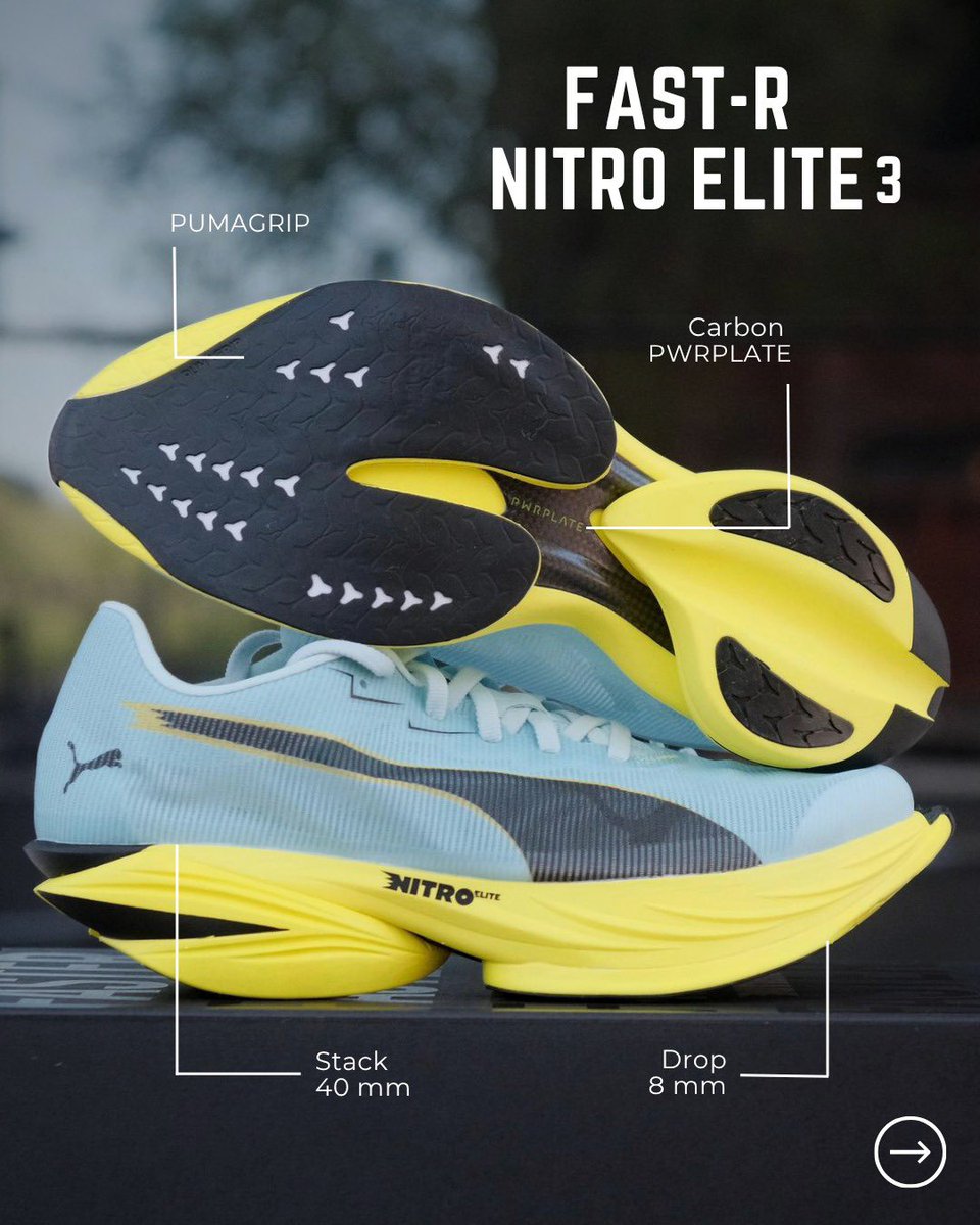 365rider's tweet photo. Velocidad pura en cada zancada
Puma Fast-R Nitro Elite 3 combina su PWRPLATE de carbono y espuma NITRO Elite para máxima propulsión en competición.
#puma #pumarunning #365rider https://t.co/agA0Ns8e8Q