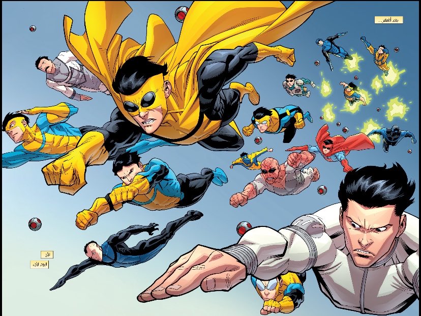 Gyro_0_'s tweet image. بكل تأكيد شيتكت على عدد فصول من الكوميك خصوصاً أغلب القتالات ويا إن الرسم تاريخي 🙌
#Invincible