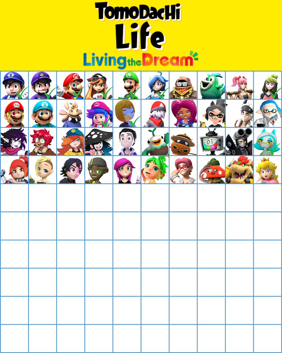 GlitchMixYT's tweet image. Here's the updated Mii List for my Tomodachi Life: Living The Dream playthrough!
With markings pointing out which characters I've already done!
Let me know what characters you'd like me to remake next!
#smg4 #smg4fanart
x.com/GlitchMixYT/st…