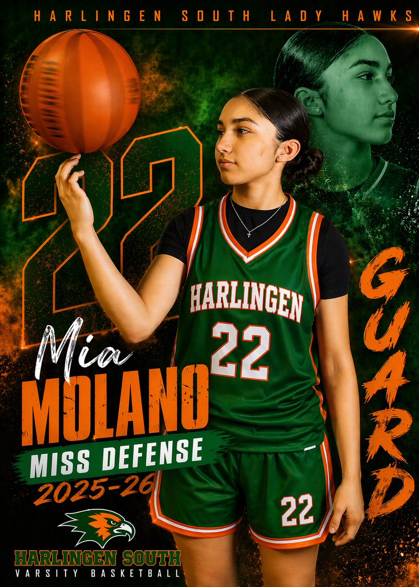 SA_MYSTICS_2026's tweet image. Mia Molano (#22) @mia_molano85019 
🔒MISS DEFENSE 2025–26
Harlingen South Lady Hawks — defense sets the standard. 🏀🔥

#MissDefense #Lockdown #LadyHawks
