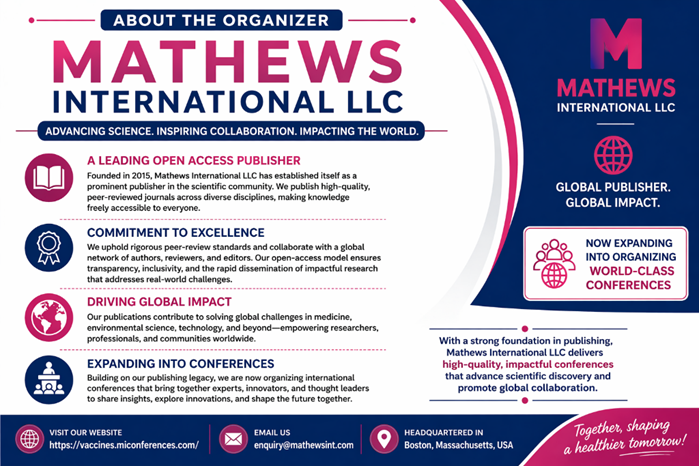 VaccineEvent's tweet image. 🏢 About Organizer – Mathews International LLC
Organizer of GVX Immunology 2026 🌍(@VaccineEvent)
Advancing open-access research &amp;amp; global conferences.
 📅 Sept 21–23, 2026 | London &amp;amp; Online
 🔗 vaccines.miconferences.com
#GVX2026 #MathewsInternational #Vaccines #Immunology