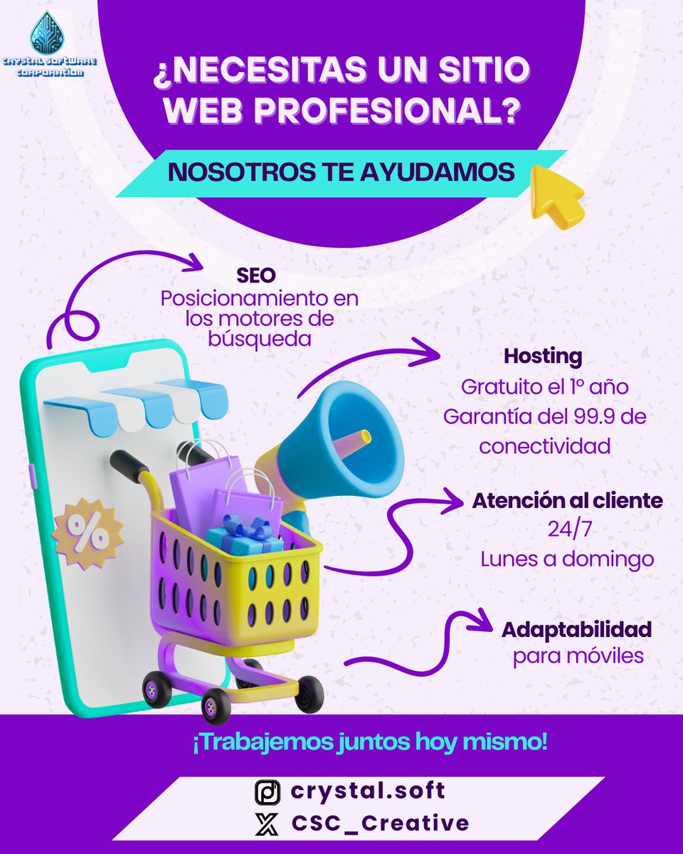 CSC_Creative's tweet image. Tu negocio merece ser visible 24/7. Te damos web + hosting GRATIS el primer año 🌐 #TransformacionDigital #Negocios #Clientes 
Escribe al DM "Hosting" Te enviaremos nuestra oferta irresistible 😀