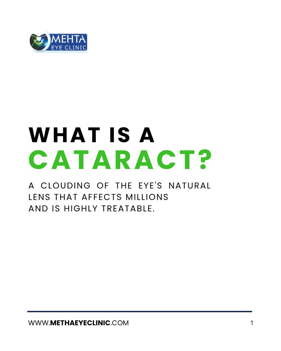 MehtaEyeClinic's tweet image. Cataracts develop gradually and can affect daily vision over time.

A simple eye examination can help detect and manage it effectively.

#Cataract #EyeHealth #VisionCare #MehtaEyeClinic
