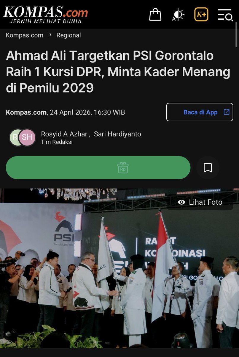 psi_id's tweet photo. Hadiri Rakorwil PSI Gorontalo, Ketua Harian DPP PSI Bang Ahmad Ali titip pesan agar PSI Gorontalo bisa raih satu kursi di DPR 2029 nanti.

"PSI (Gorontalo) tidak hanya menjadi peserta Pemilu, tapi harus bisa melahirkan satu kursi di DPR," kata Bang Ahmad Ali. @Madalipsi 

Baca selengkapnya di sini:  https://t.co/PM1wrc9wSr.