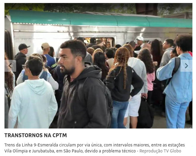 🚅 Só tem que avisar à Folha de SP que os trens da Linha 9 - Esmeralda foram privatizados pelo Tarcísio e não estão mais a cargo da CPTM, mas sim da Via Mobilidade, ligada à CCR.