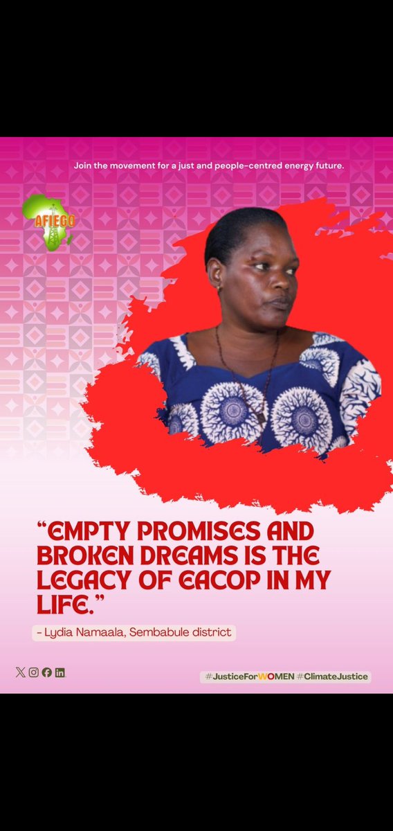 EwefUganda's tweet photo. Lydia Namaala dreamt of building her children a home.
🚛She had been promised fair compensation for her land that was acquired for the EACOP.
😶‍🌫️Lydia dreamt big.
💔The promises were not met, and Lydia holds broken dreams today.
📌Read her story: https://t.co/8TxPFLePz6… https://t.co/y2NJCPrFRR