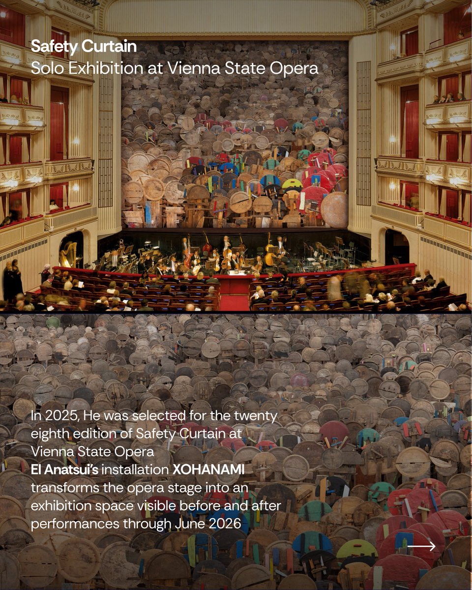 BrifAfrica's tweet image. El Anatsui proves materials carry memory. Bottle caps and metal scraps become stories about history and movement. His work adapts to space. Art Basel Hong Kong 2026. Vienna Opera House. Same message. Different rooms.

#Brif #Brifafrica #arts #elanatsui 

A thread.