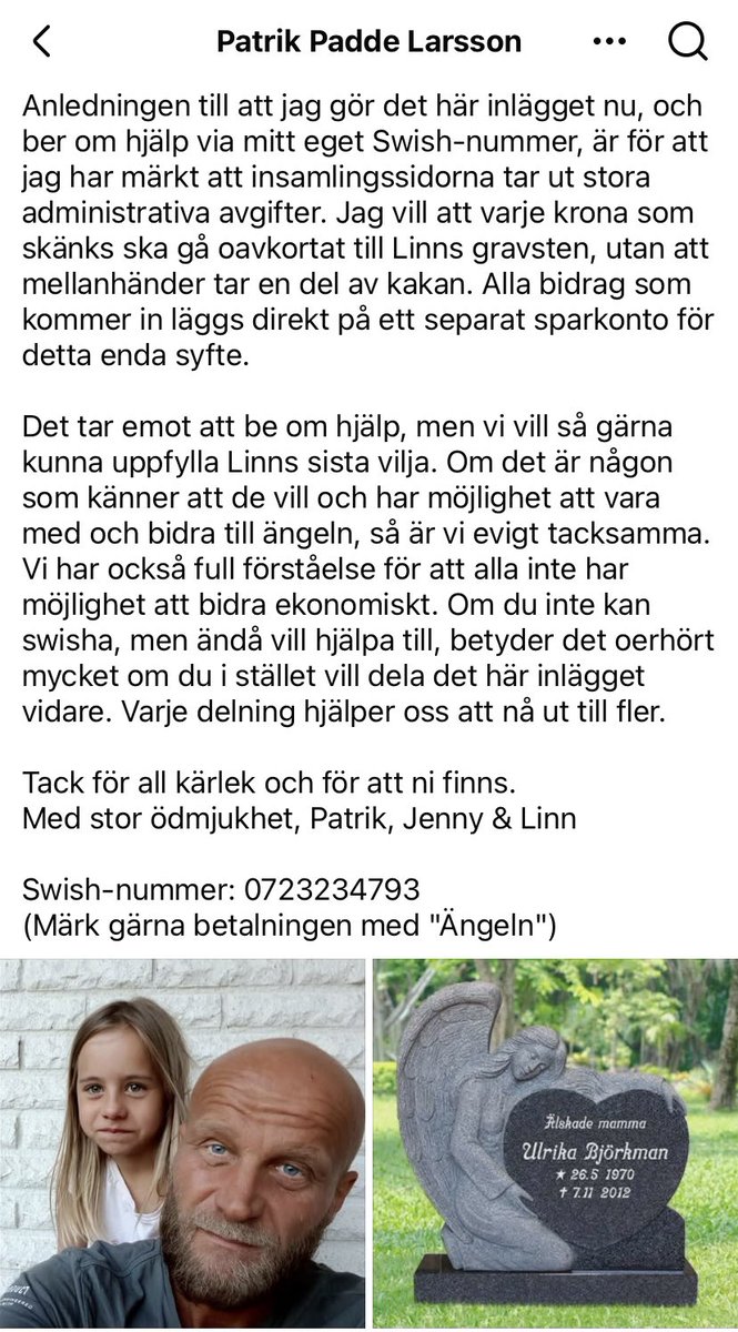 hockeystaden's tweet photo. Patrik är en person jag har jobbat med i 15-isch år och haft många roliga stunder med. Dessutom passionerad HV-supporter. Den som vill, hjälp till att uppfylla hans bonusdotter Linns sista vilja ❤️🙏 #fuckcancer https://t.co/X2BKePiXhP