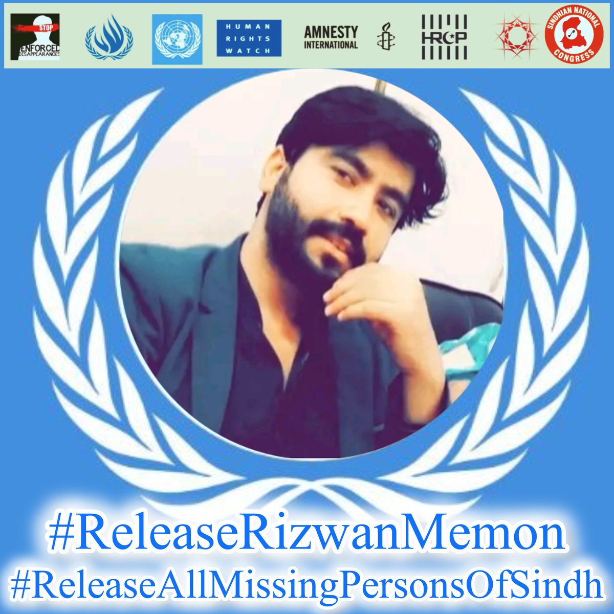 Rizwan Memon is a young Sindhi Nationalist Political Worker allegedly taken by state law enforcement agencies in Hyderabad, we demand his immidieate release. 
#ReleaseRizwanMemon 
<a href="/amnestysasia/">Amnesty International South Asia, Regional Office</a> 
<a href="/UNCHRSS/">UN Commission on Human Rights in South Sudan</a> 
<a href="/sindhicongress/">WorldSindhiCongress</a>