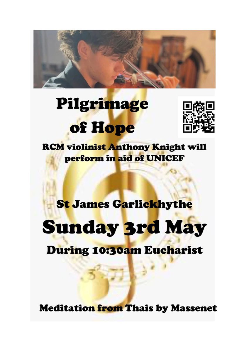 Garlickhythe's tweet image. Next Sunday, 3 May we are delighted to welcome Anthony Knight who will be playing at St James as part of his Pilgrimage of Hope, which has taken him around hundreds of churches. He is raising money for UNICEF. #pilgrimage #hope