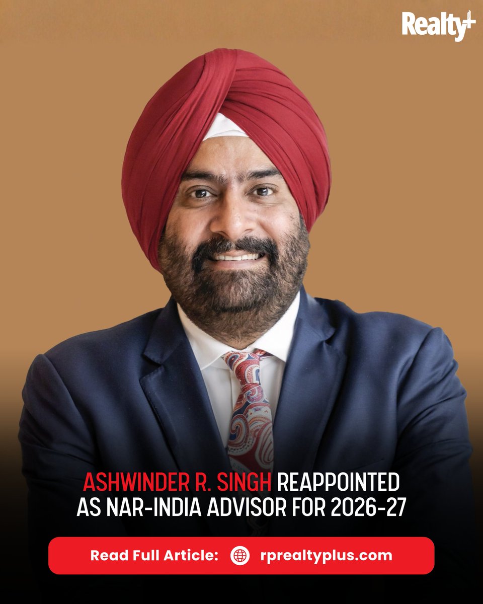 RPRealtyPlus's tweet image. Ashwinder R. Singh’s reappointment as Advisor to NAR-India for 2026–27 reflects growing emphasis on experienced leadership during a period of rapid transformation in the sector.

Read full story here: rprealtyplus.com/newsviews/ashw…

#RealEstateIndia #AshwinderSingh #NARIndia #Leadership