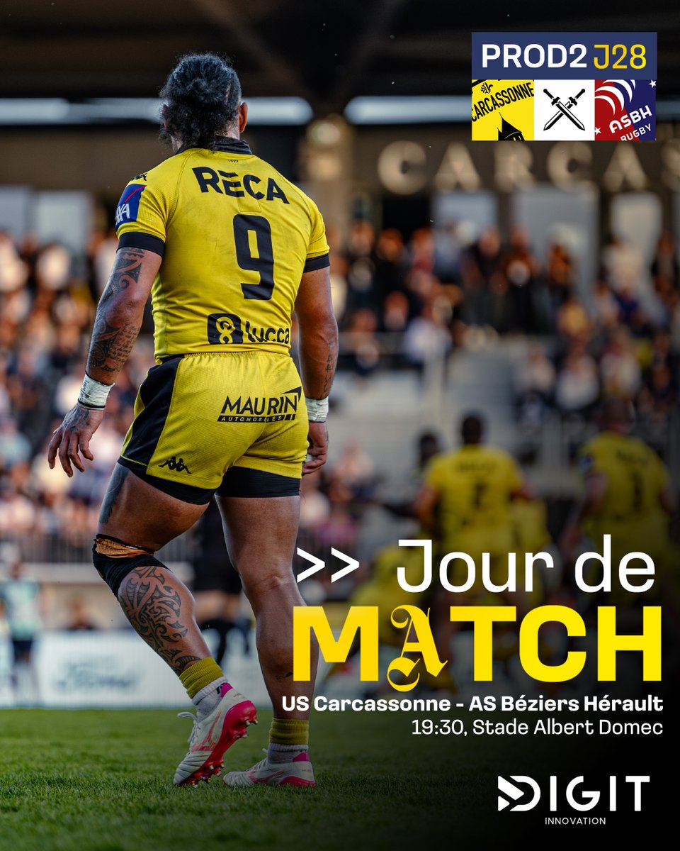 us_carcassonne's tweet photo. 𝐉𝐨𝐮𝐫 𝐝𝐞 𝐌𝐚𝐭𝐜𝐡 ⚔️
Carca reçoit Béziers à 19h30 : prépare tes couleurs et ta voix... Ce soir à Domec, l'USC a besoin de toi !
ALLEZ LES JAUNES 💛
#USCASBH #DéfendreNotreCité ⚔️ @rugbyprod2 https://t.co/w16jFRO4wl