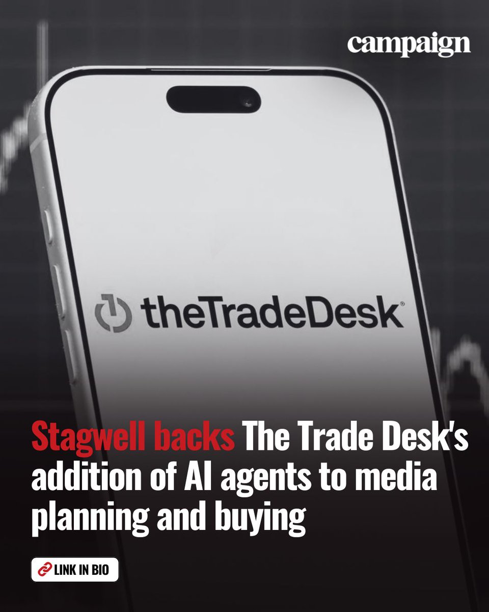Campaign_India's tweet image. @stagwell is going all-in on The Trade Desk's agentic #AI, even as @WPP, @dentsu_global  &amp;amp; @PublicisGroupe  pull back. First global network to adopt 'Koa Agents' across its full media portfolio.

Read more: tinyurl.com/msbezk8x

#AdTech #ProgrammaticAdvertising #MediaBuying