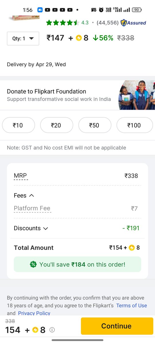 Sachinsackat's tweet photo. Flipkart still charging platform fees
While Government launched probe
" Dark Pattern ".

@FinMinIndia 
@MIB_India 
@PIBHomeAffairs 
@nch1915 
@FinancialXpress 
@the_hindu 
@IndianExpress 
@mudit_gupta25 https://t.co/rwZ7Fz8NLp